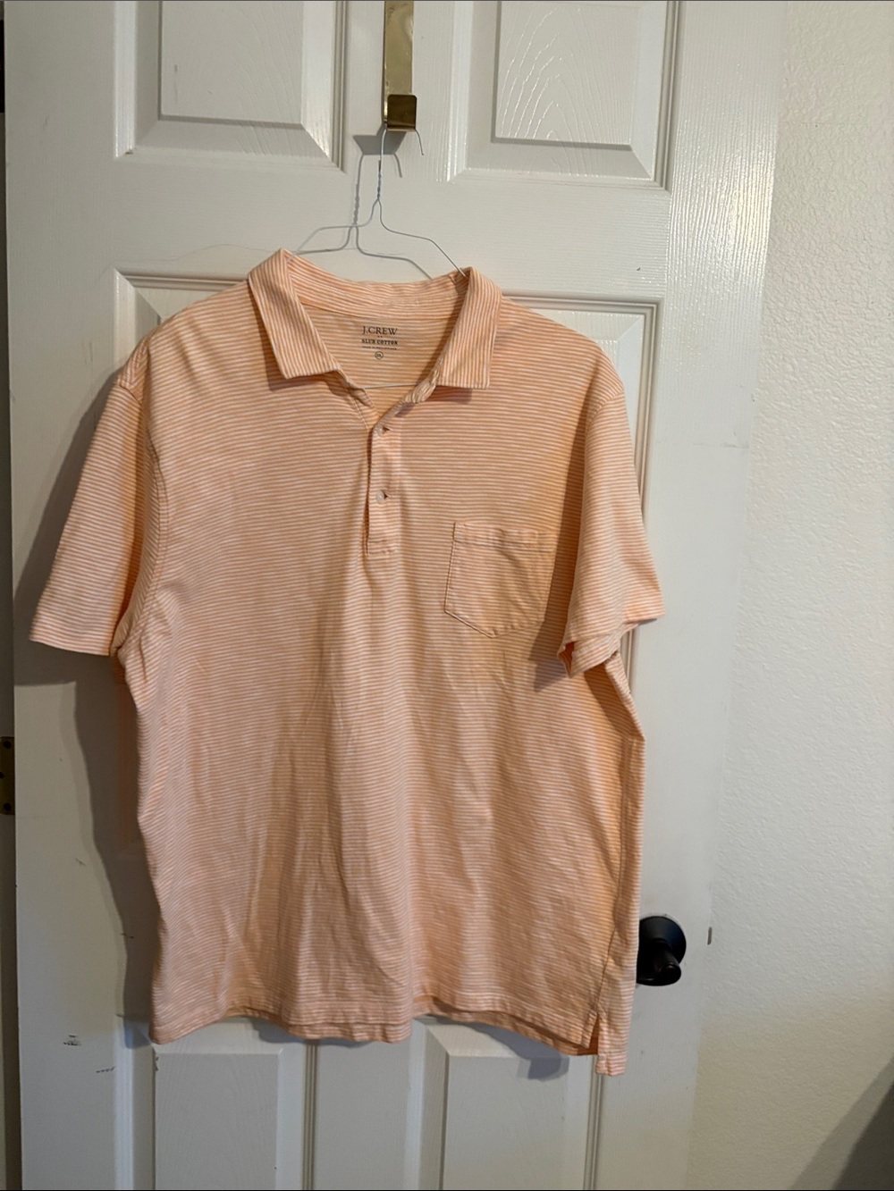 J. Crew Men's Light Peach Striped Polo